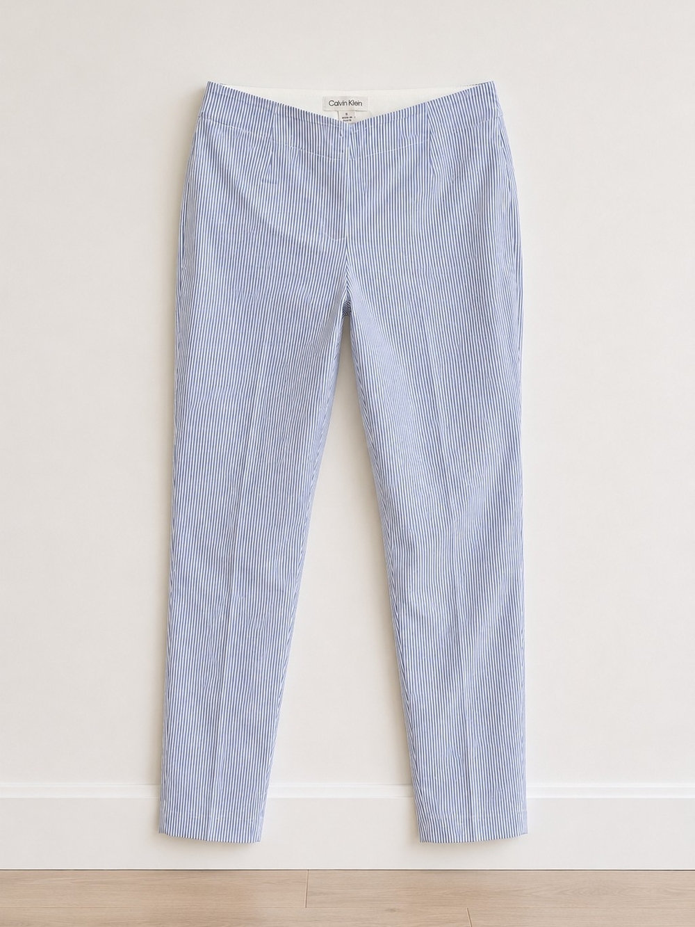 Calvin Klein Light Blue Pinstripe Ankle Pants